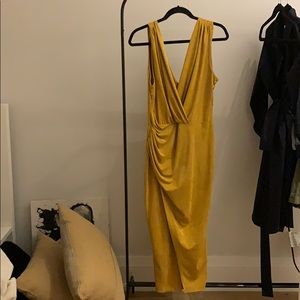Yellow micro suede dress